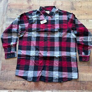 Red Head Red and Black buffalo plaid flannel button down shirt men's 2XLT